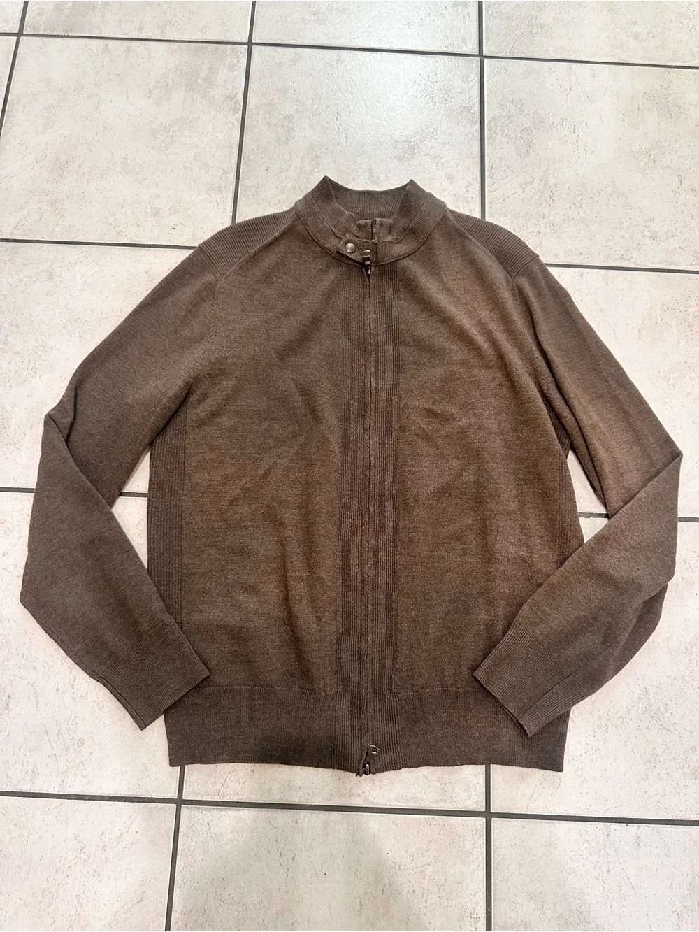 Banana Republic Extra Fine Merino Men's Full-Zip Mock Neck Sweater Jacket L